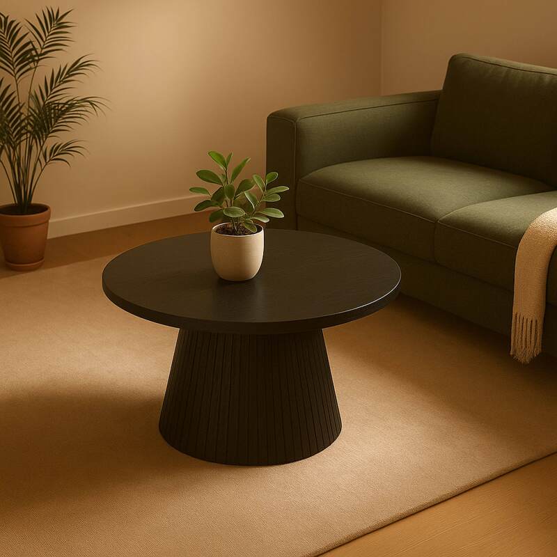 Mesa de centro efecto madera redonda  Ø80 x 45 cm