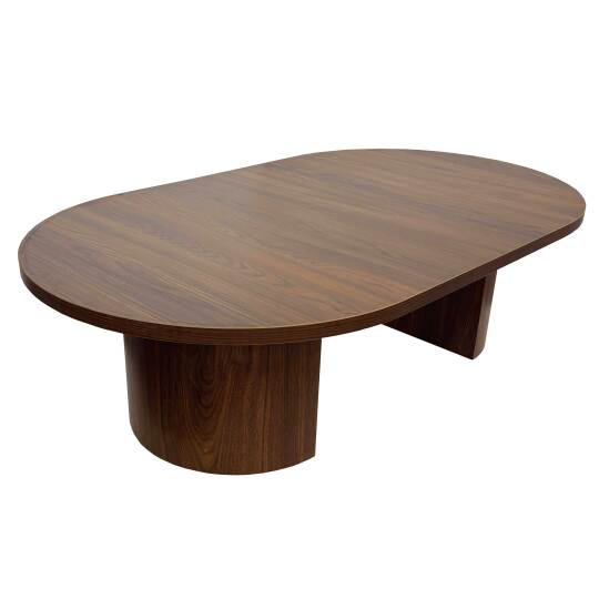 Mesa de centro efecto madera ovalada 120x70x35 cm | Oviala