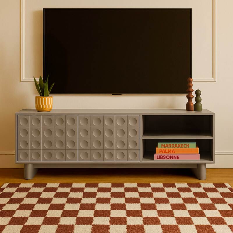 Mueble TV liso 160 cm estilo retro