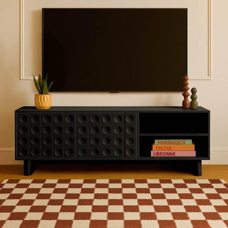 Mueble TV liso 160 cm estilo retro