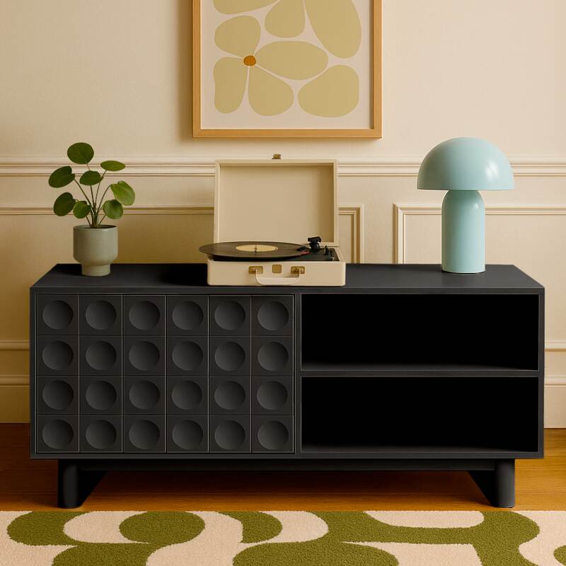 Mueble TV liso 120 cm estilo retro