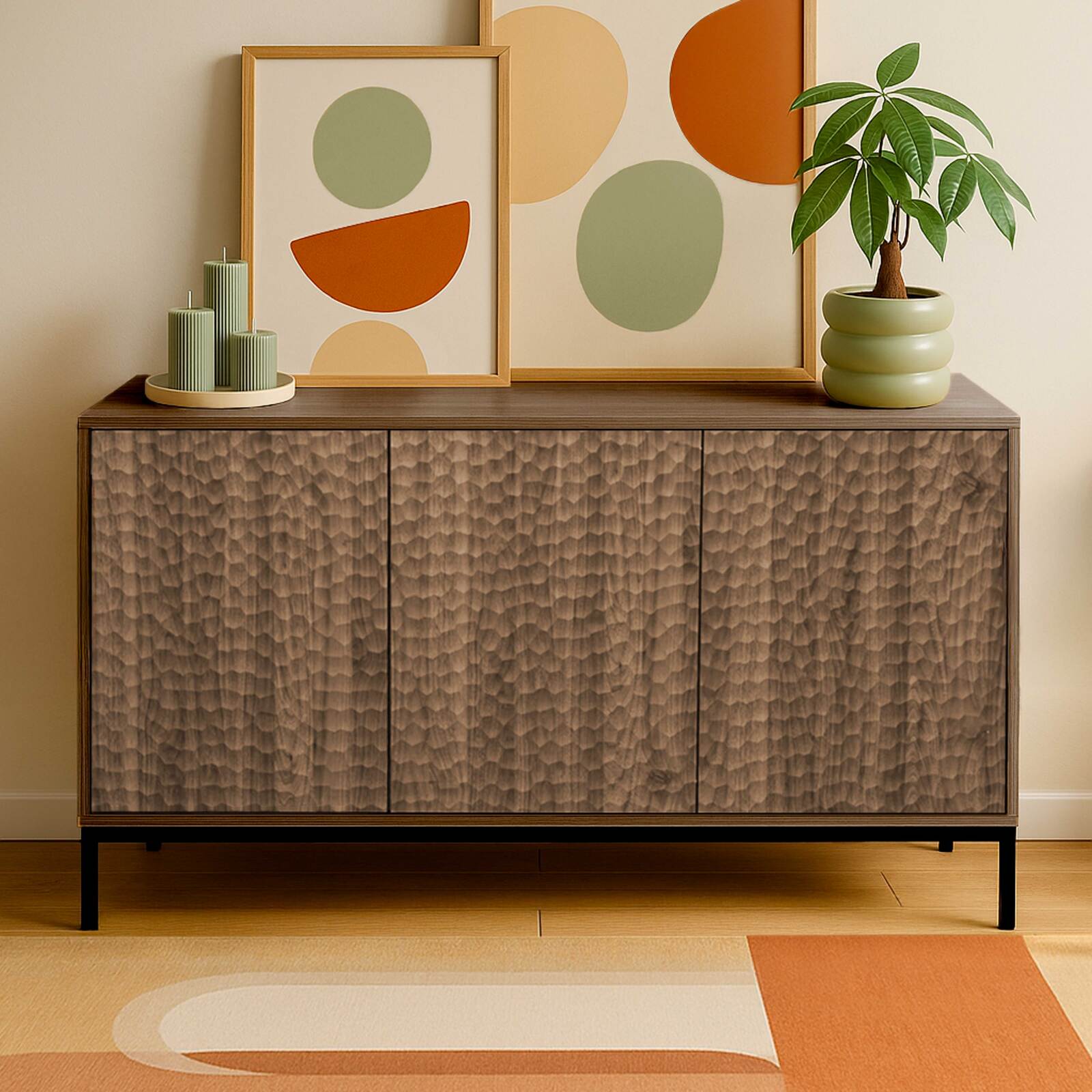 Aparador efecto madera de 3 puertas de 147 cm