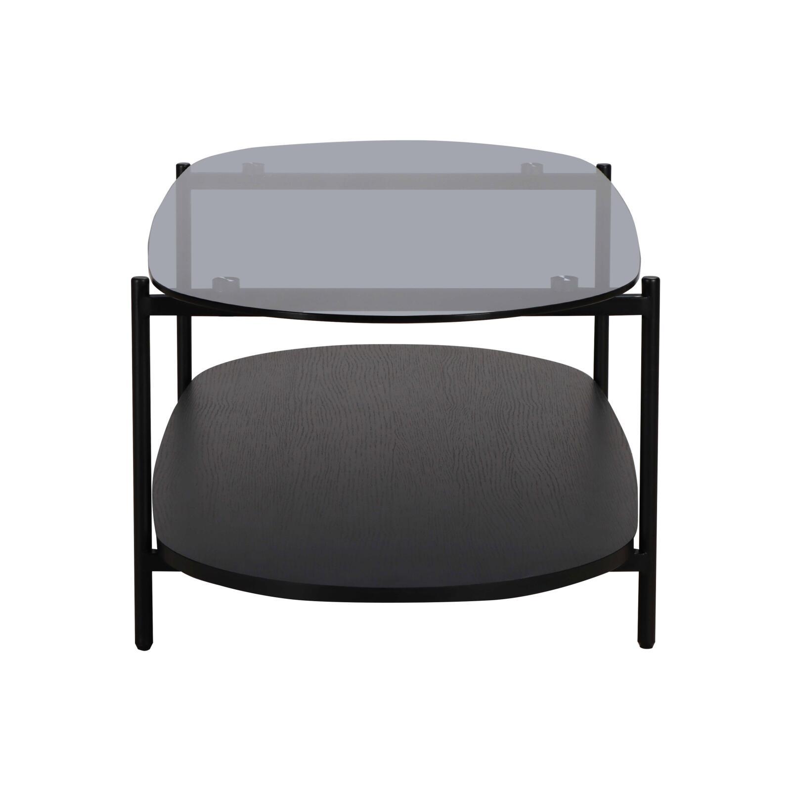 Mesa de centro de cristal y efecto madera ovalada 120 x 55 x 40 cm