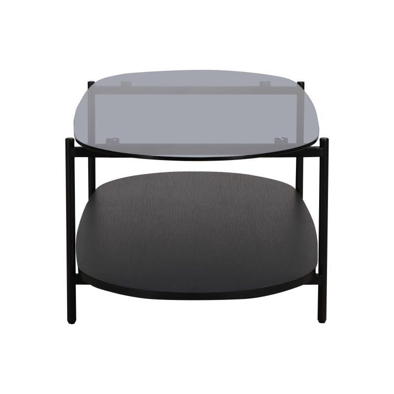 Mesa de centro de cristal y efecto madera ovalada 120 x 55 x 40 cm