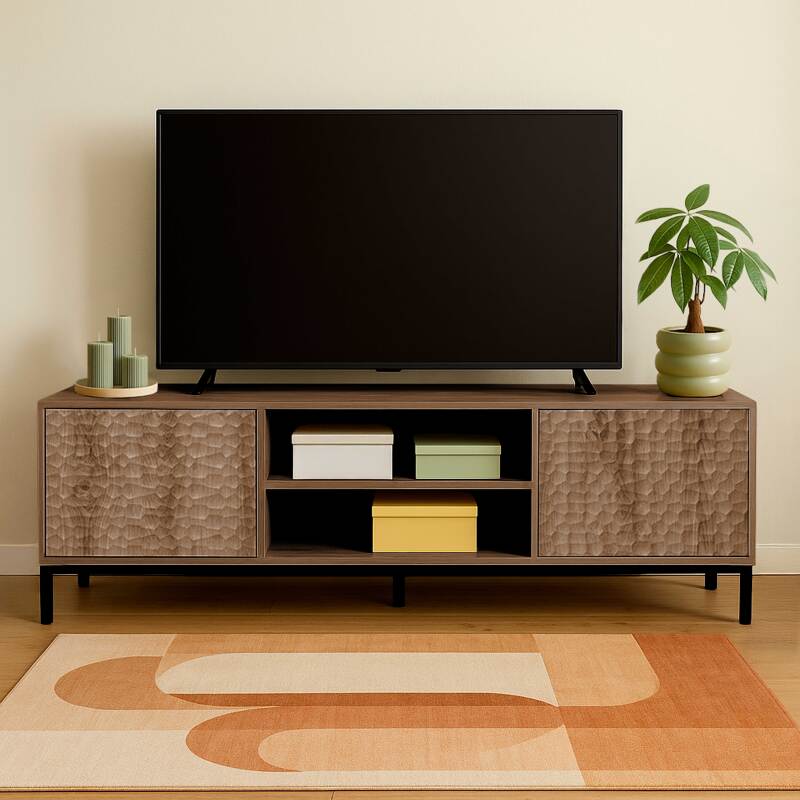 Mueble TV 160 cm efecto madera escandinavo