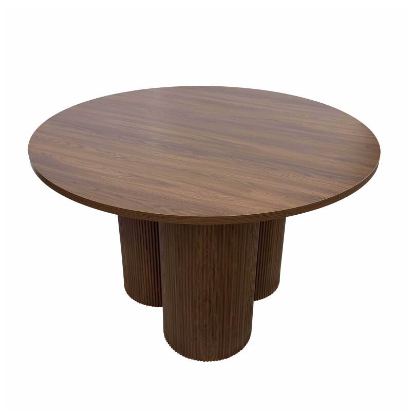 Mesa de comedor redonda efecto madera para 4 personas (4/7)