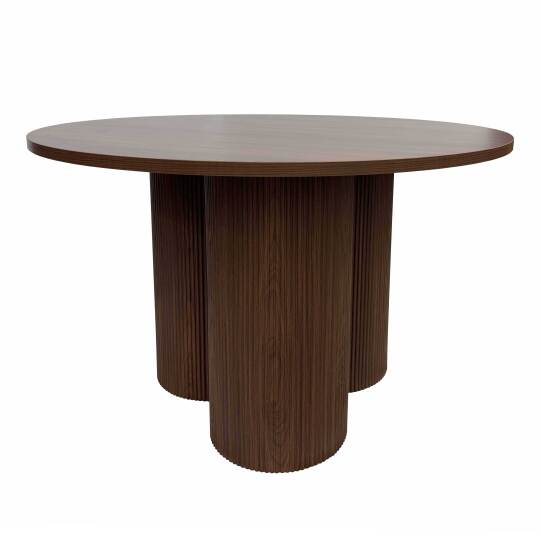 Mesa de comedor redonda efecto madera para 4 personas | Oviala