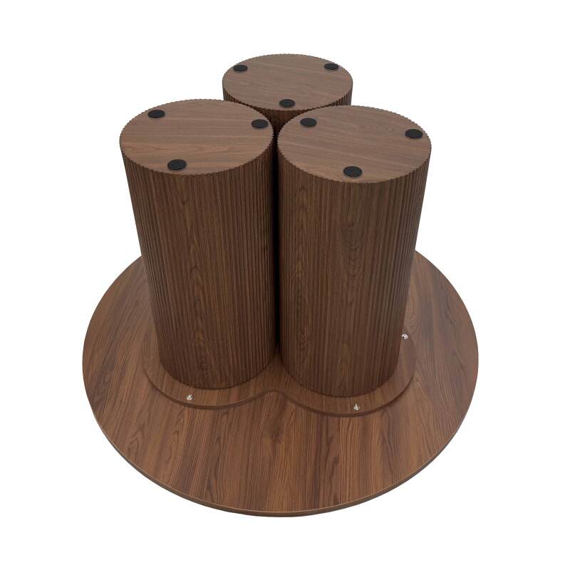 Mesa de comedor redonda efecto madera para 4 personas (6/7)