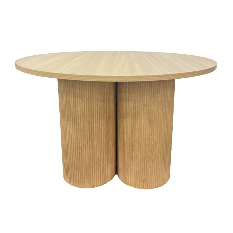 Mesa de comedor redonda efecto madera para 4 personas