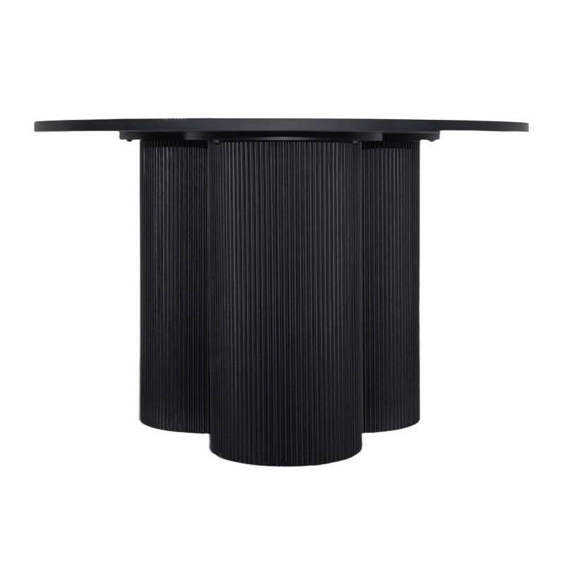 Mesa de comedor redonda efecto madera para 4 personas (3/8)