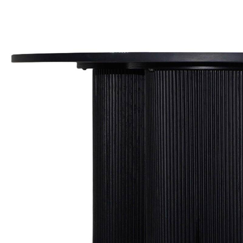 Mesa de comedor redonda efecto madera para 4 personas (5/8)