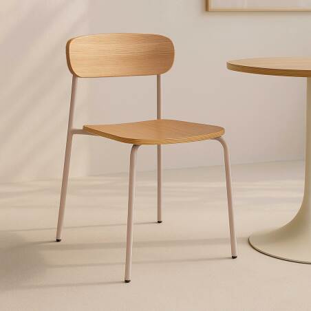 Lote de 2 sillas de metal y madera