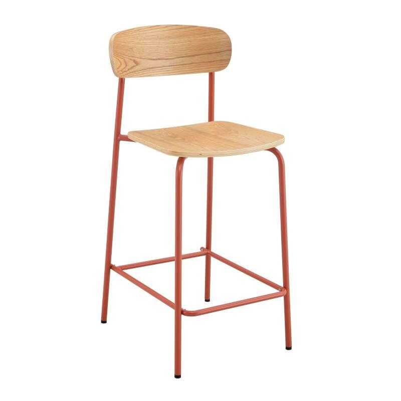 Lote de 2 sillas altas de metal y madera (5/6)