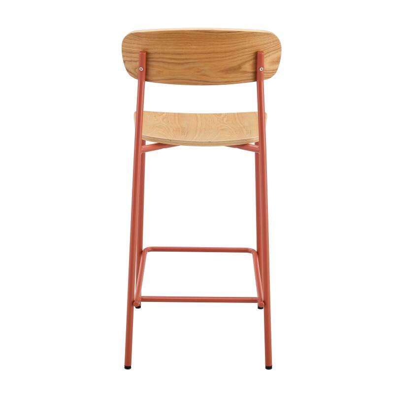 Lote de 2 sillas altas de metal y madera (4/6)