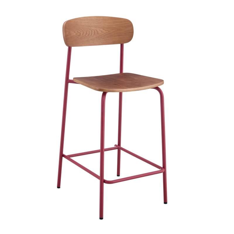 Lote de 2 sillas altas de metal y madera (5/6)