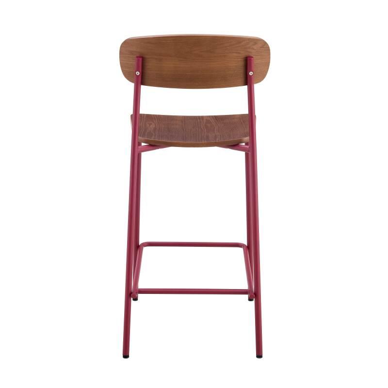 Lote de 2 sillas altas de metal y madera (4/6)