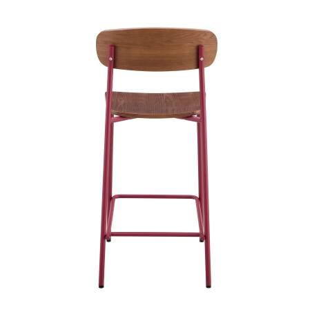 Lote de 2 sillas altas de metal y madera (4/6)