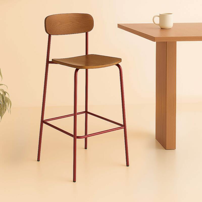 Lote de 2 sillas altas de metal y madera