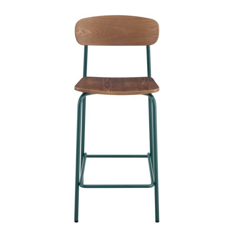 Lote de 2 sillas altas de metal y madera (2/6)