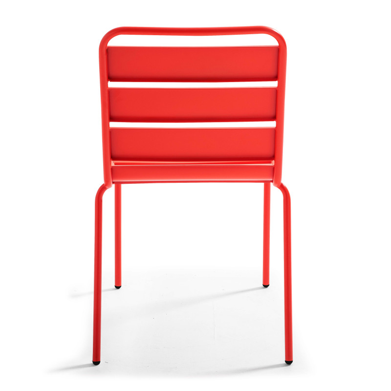 Mesa de jardín cuadrada 70 x 70 cm y 2 sillas de metal apilables (5/7)