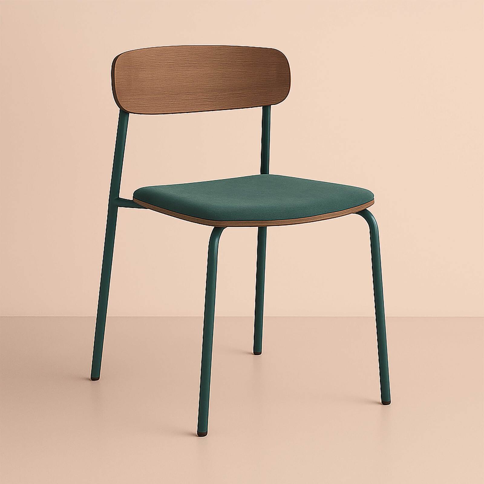 Lote de 2 sillas de metal, madera y tela