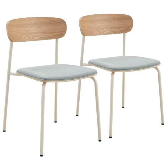 Sillas de madera, metal y tela - Lote de 2 | Oviala