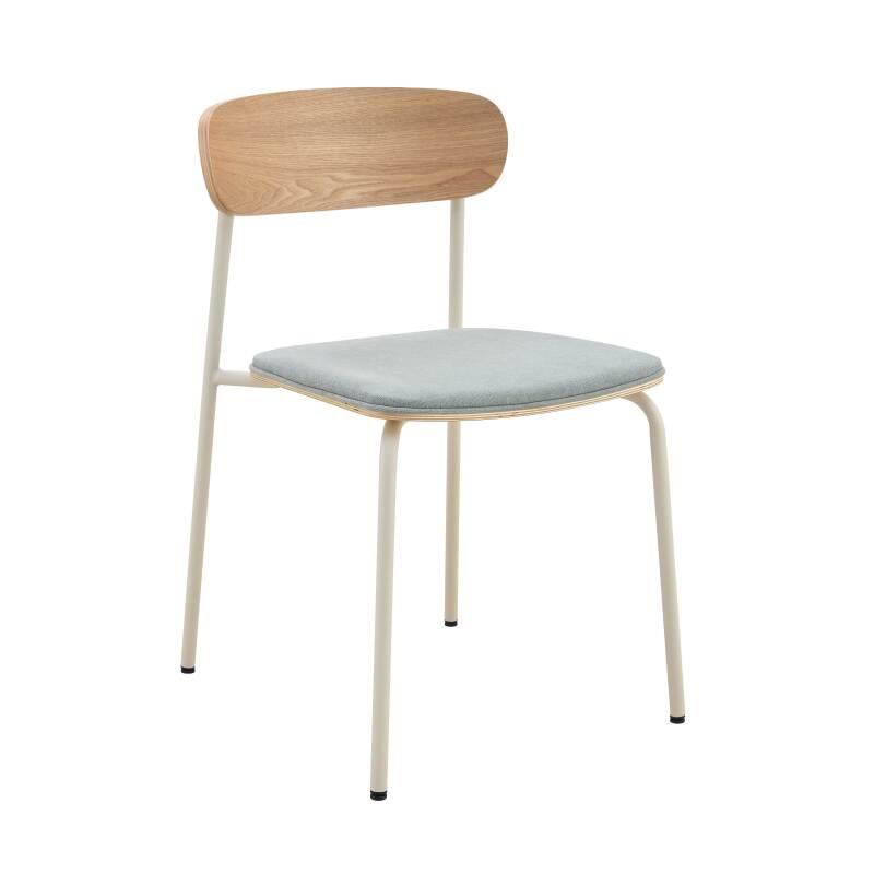 Lote de 2 sillas de metal, madera y tela (5/6)