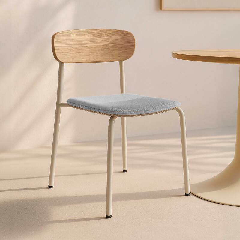 Lote de 2 sillas de metal, madera y tela