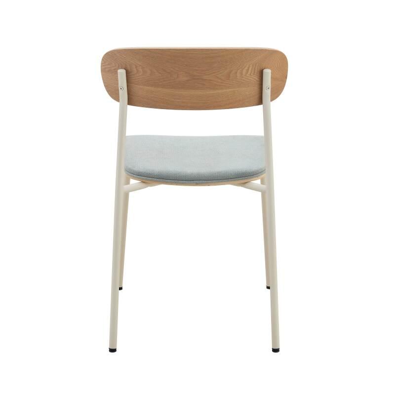 Lote de 2 sillas de metal, madera y tela (4/6)