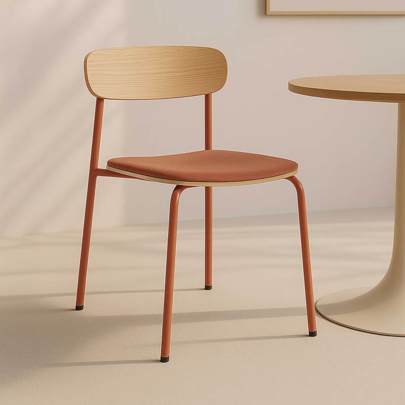 Lote de 2 sillas de metal, madera y tela