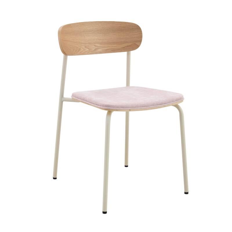 Lote de 2 sillas de metal, madera y tela (5/6)