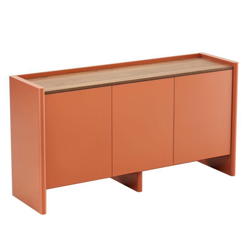 Aparador liso con 3 puertas, 140 cm