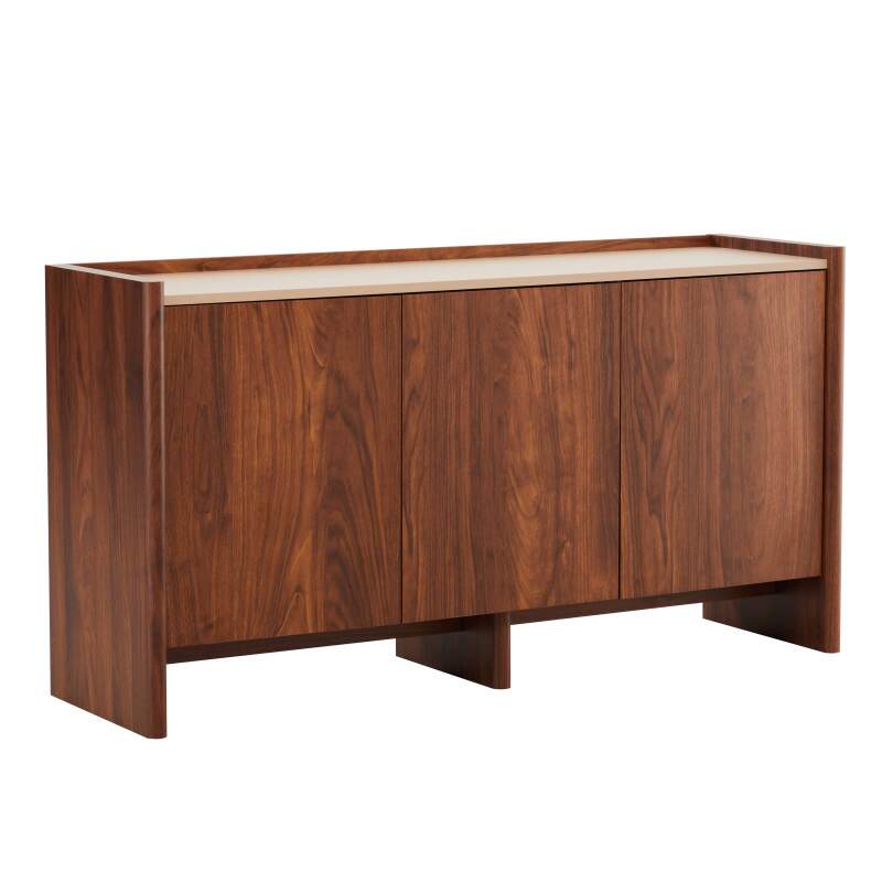 Aparador efecto madera con 3 puertas, 140 cm