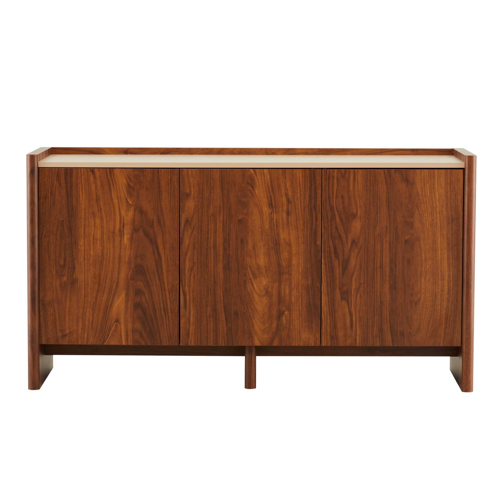 Aparador efecto madera con 3 puertas, 140 cm