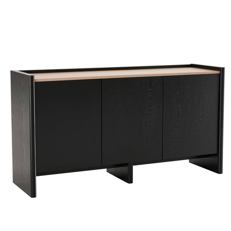 Aparador efecto madera con 3 puertas, 140 cm