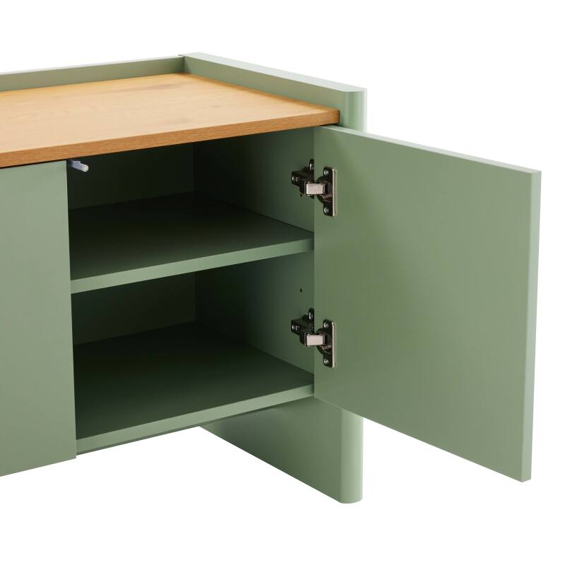 Mueble TV liso de 120 cm de estilo retro minimalista (5/7)