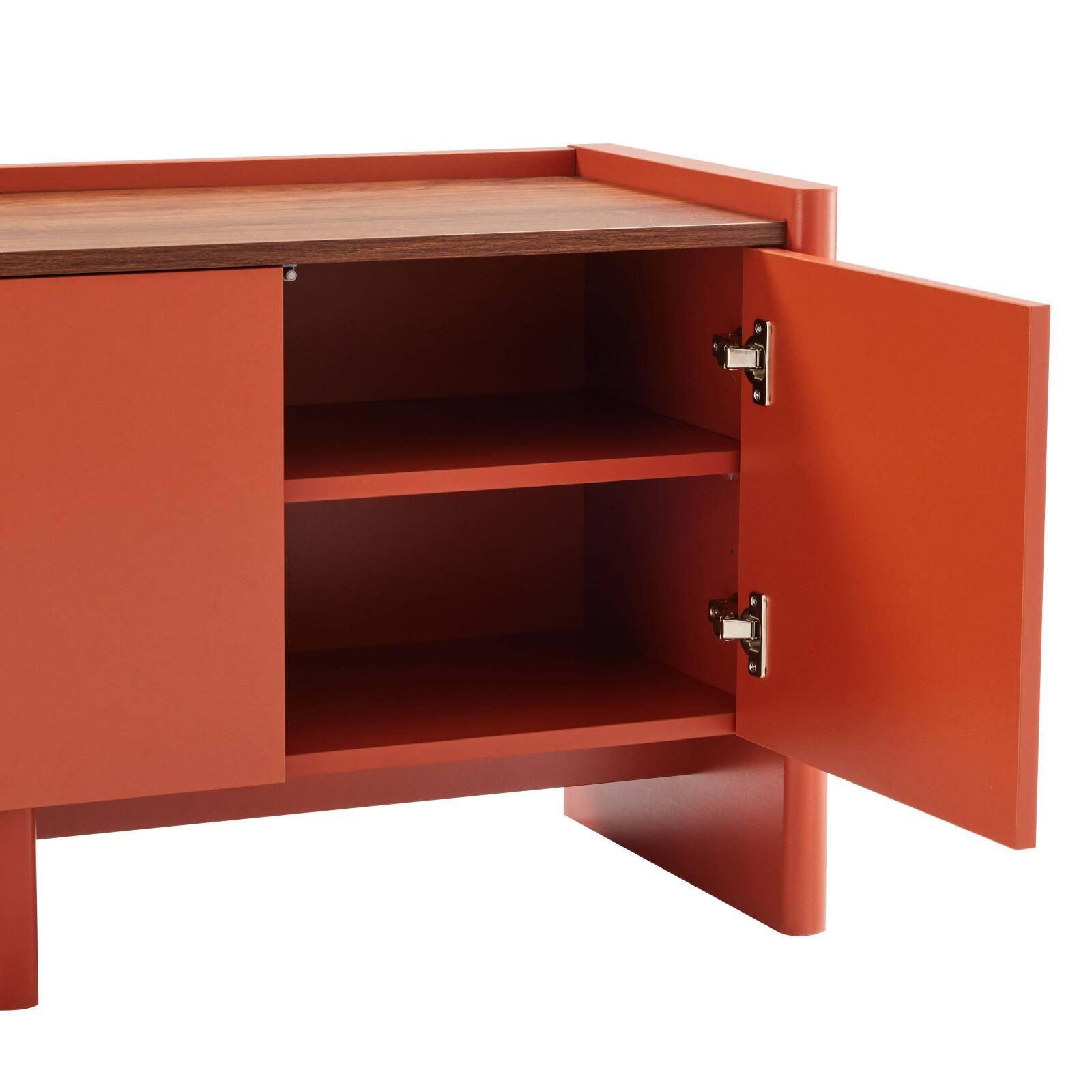 Mueble TV liso de 120 cm de estilo retro minimalista