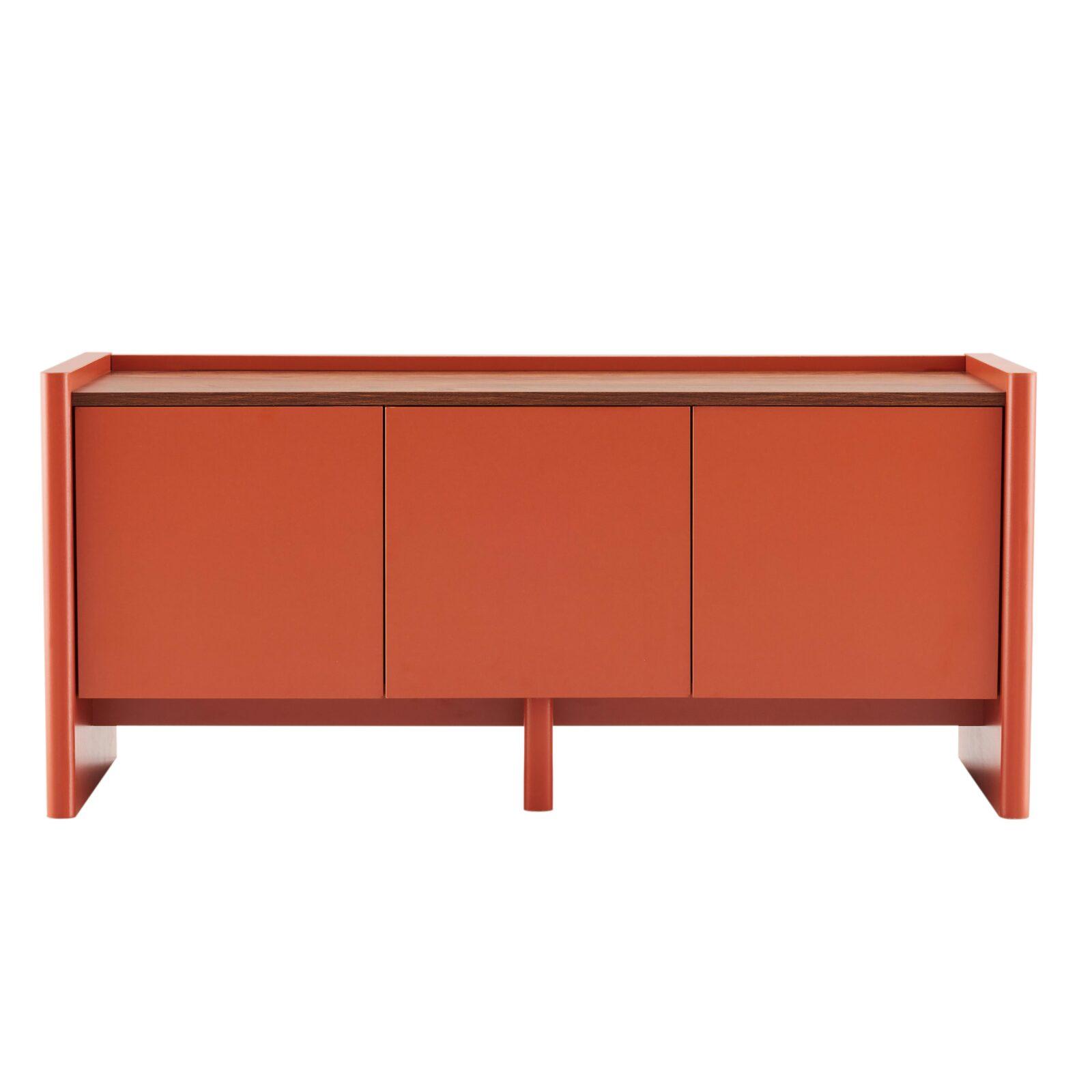 Mueble TV liso de 120 cm de estilo retro minimalista