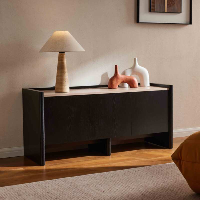 Mueble de TV con efecto madera de 120 cm y un diseño elegante.