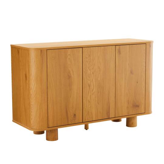 Aparador efecto madera con 3 puertas, 120 cm | Oviala