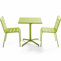 Mesa cuadrada con tablero plegable 70 x 70 cm y 2 sillas de metal