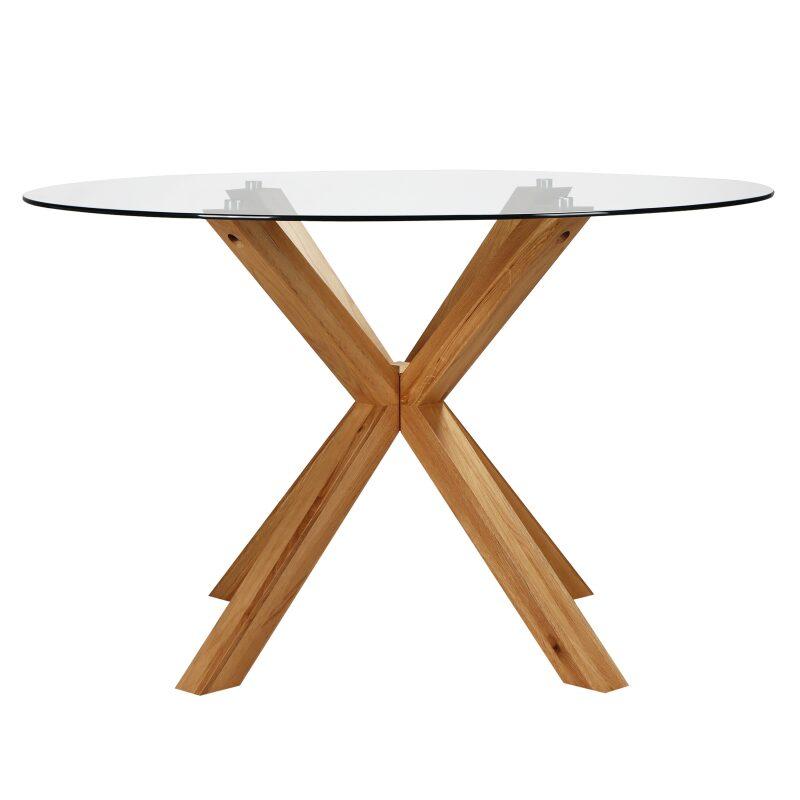 Mesa de comedor redonda de cristal para 6 personas