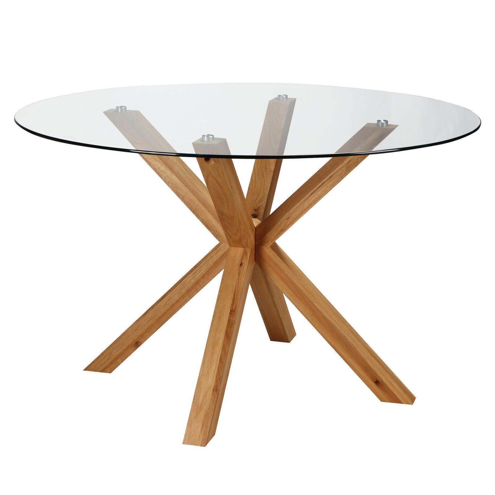 Mesa de comedor redonda de cristal para 6 personas