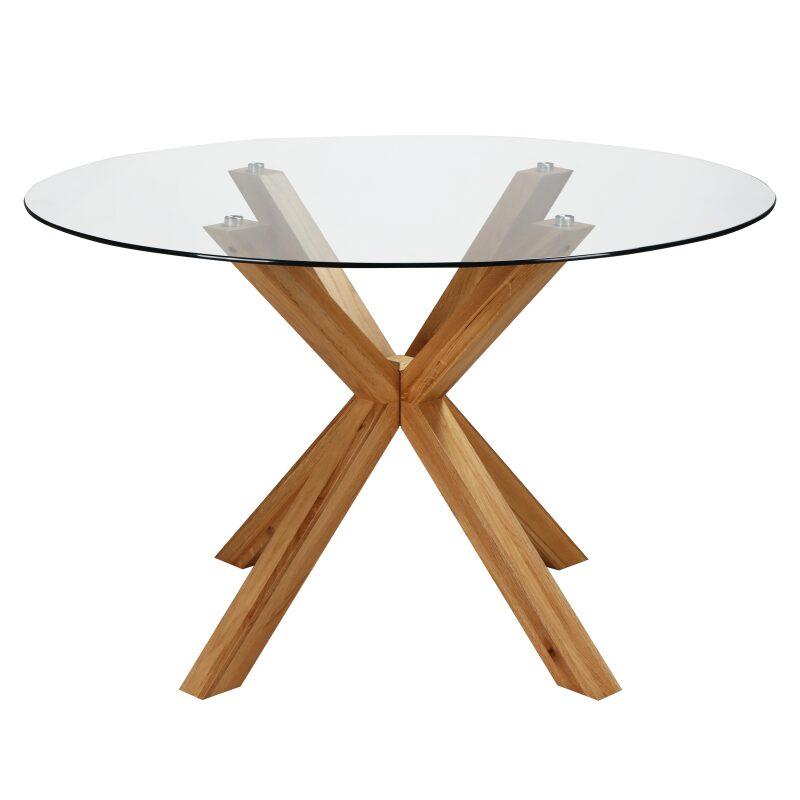 Mesa de comedor redonda de cristal para 6 personas