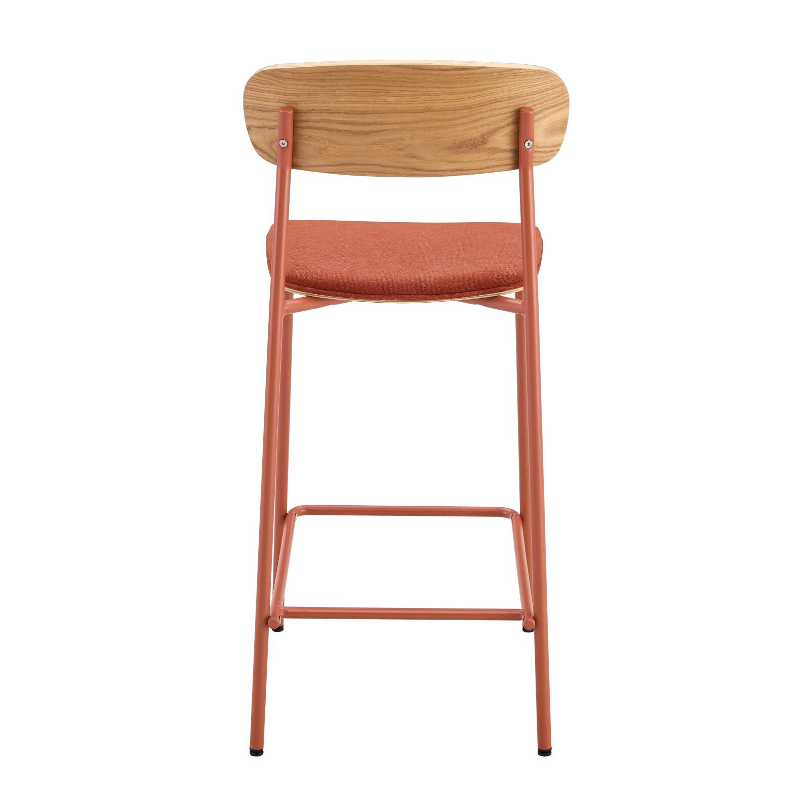 Lote de 2 sillas altas de metal, madera y tela