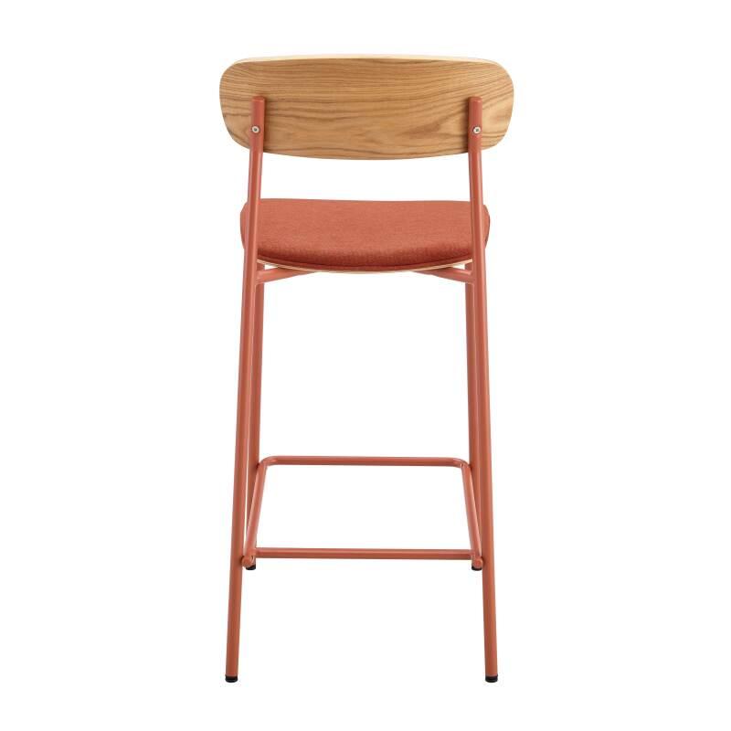 Lote de 2 sillas altas de metal, madera y tela (2/6)