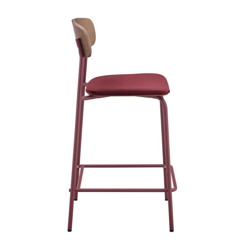 Lote de 2 sillas altas de metal, madera y tela