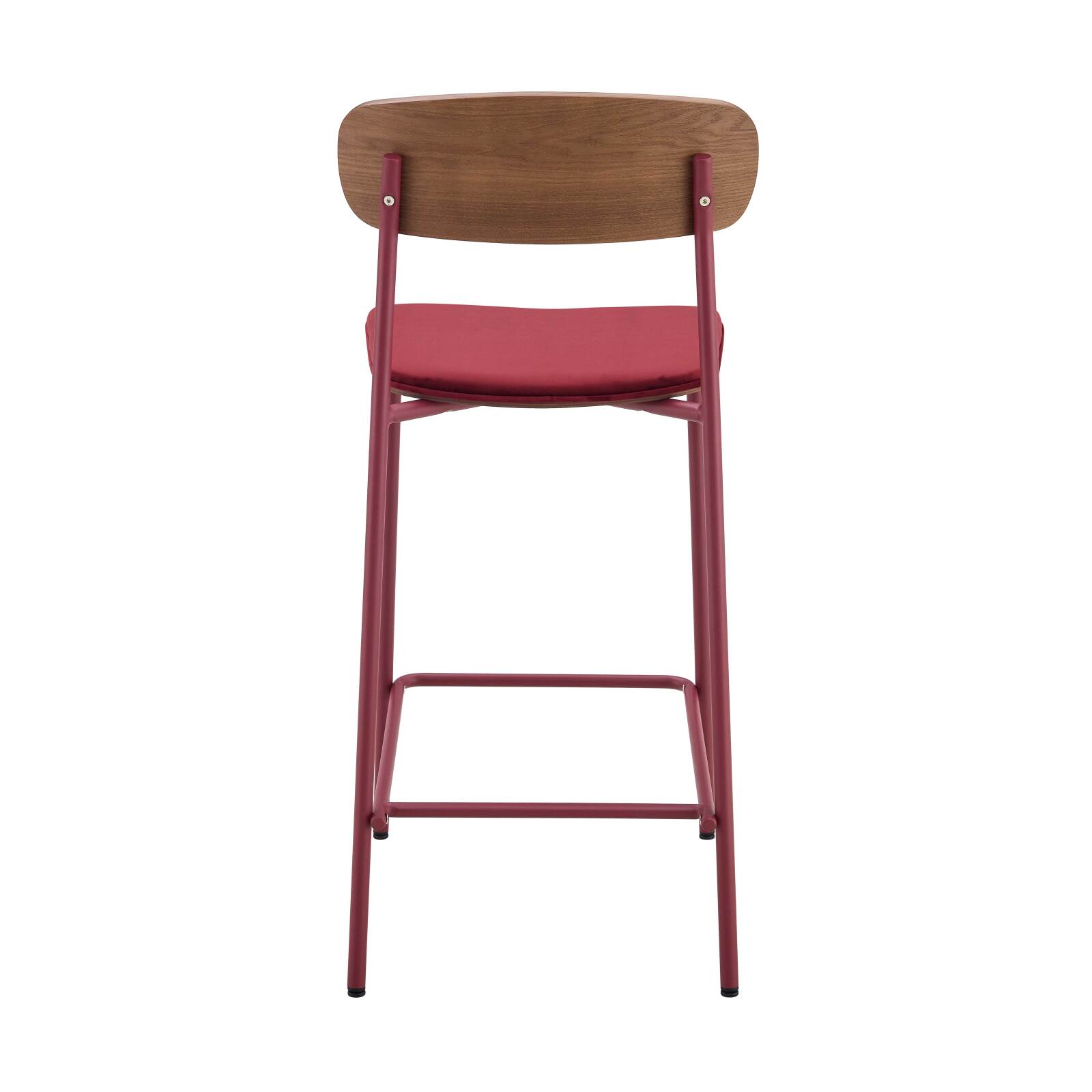 Lote de 2 sillas altas de metal, madera y tela