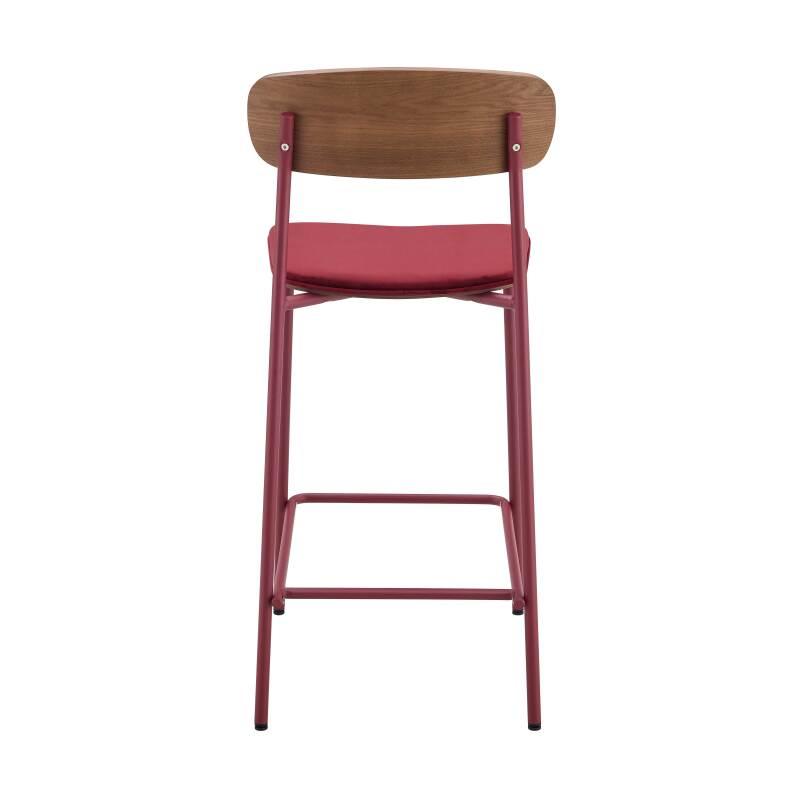 Lote de 2 sillas altas de metal, madera y tela