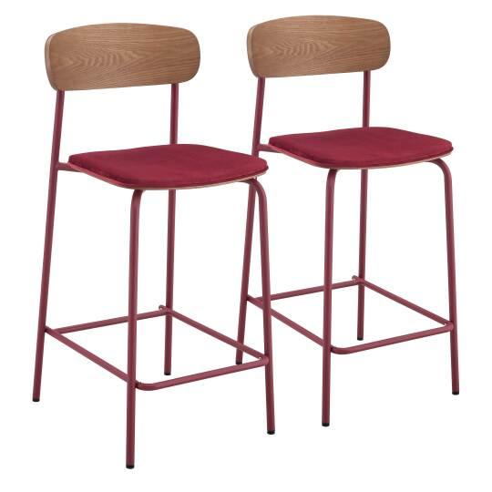 Sillas altas de madera, metal y tela - Lote de 2 | Oviala